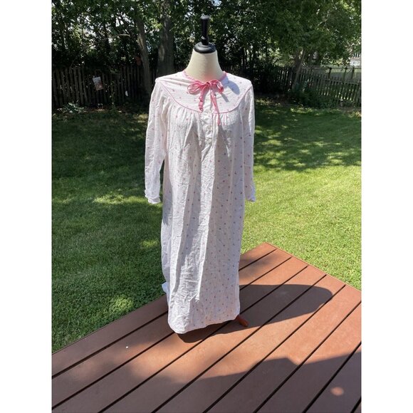 Vintage Country Craft Floral Cotton Nightgown With Pink Accents Long Sleeve Size - Picture 1 of 10